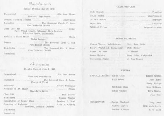 RHS-1948 Commencement Program